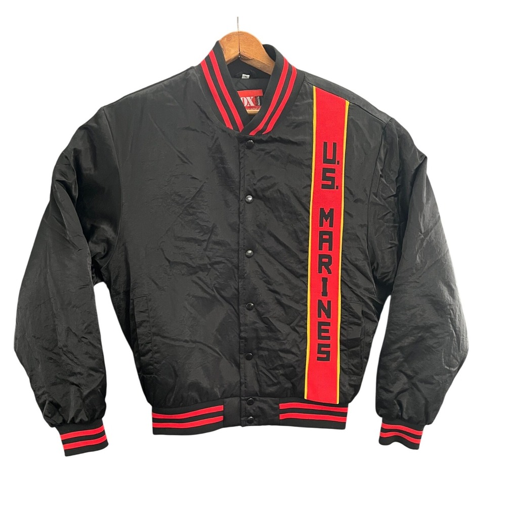Vintage US Marines Bomber Jacket Black Red Size M Fox Outdoor Endurance